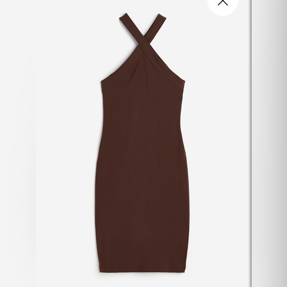 H&M dark brown dress medium Bodycon Halter Cocktail night out dress